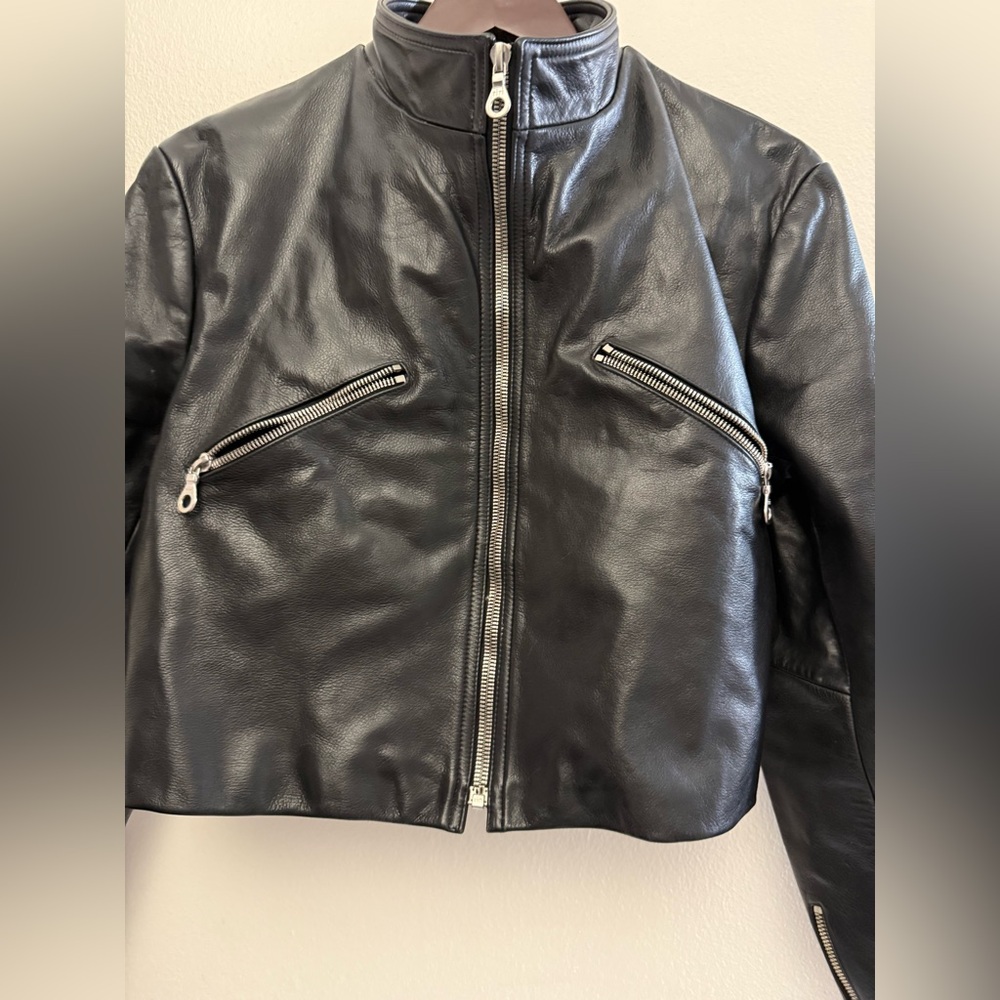 Milwaukee Black Moto Leather Jacket Women's Size Large - Picture 4 of 10